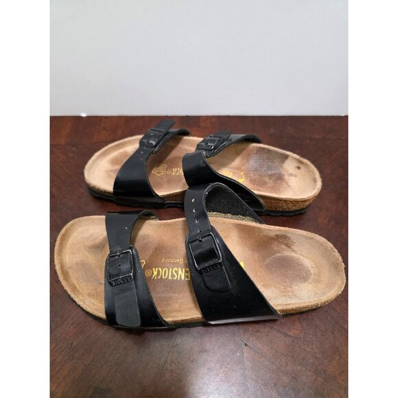 Birkenstock Black Patent Leather Arizona Sandals Size 36 EU Slip-On - Picture 3 of 10